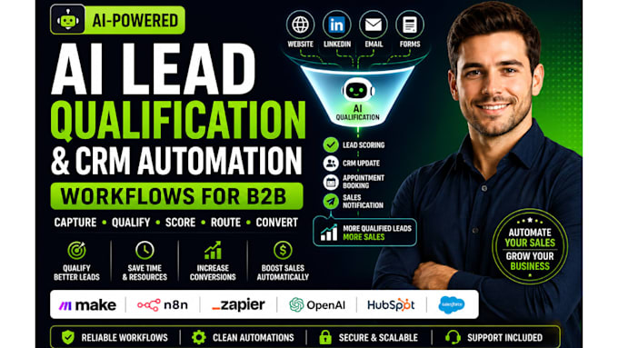 build ai lead qualification system CRM automation workflows for b2b sales flow