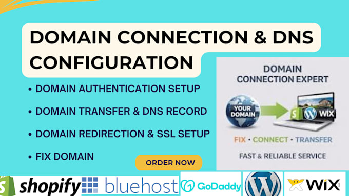 create domain , transfer, domain pionting, domain connection, website migration,