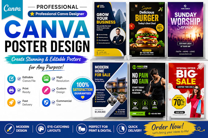 design modern canva posters, flyers, and promotional graphics