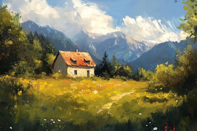 paint landscape in oil painting