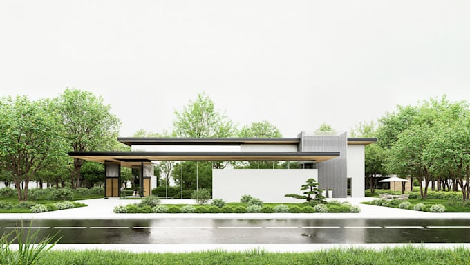 create realistic 3d house exterior rendering