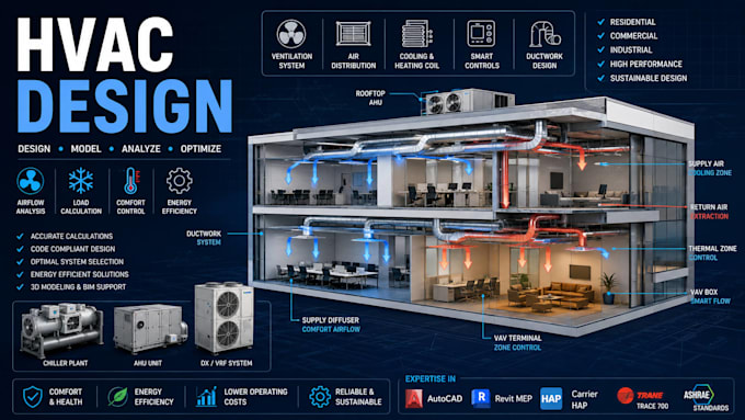 do heating, cooling analysis, hvac design in designbuilder energyplus, revit
