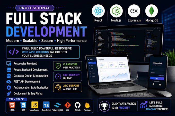 develop a full stack websites using react js and node js