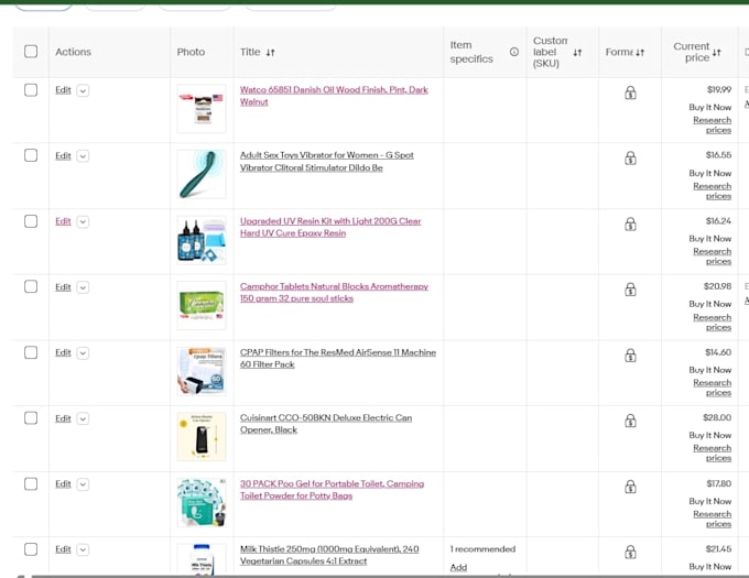 professionally create ebay listings variations and high converting auctions