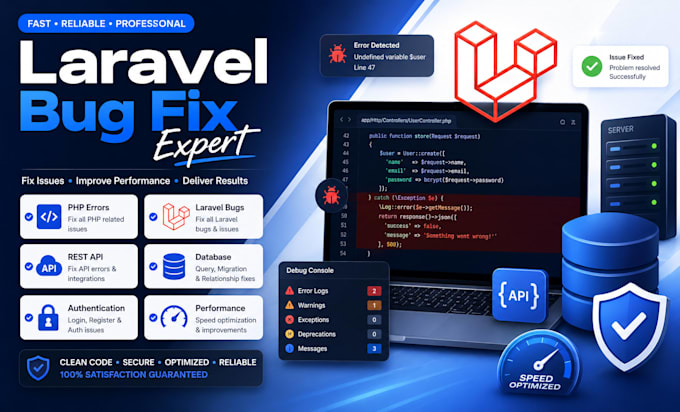 fix laravel PHP bugs and errors