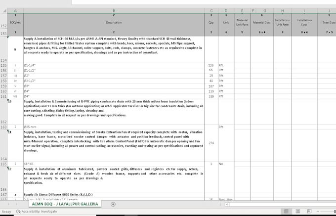 mep quantity takeoff and boq using planswift and excel