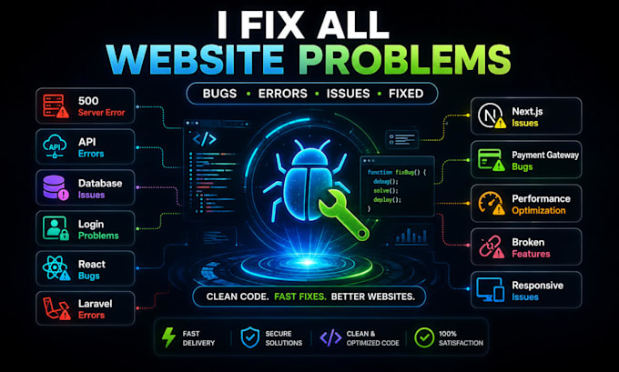 fix bugs and errors in laravel, PHP, react and nextjs web apps