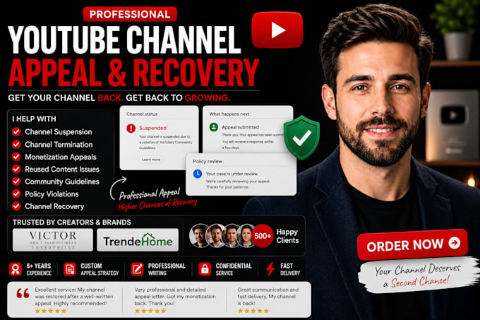 write a professional youtube appeal for channel recovery and demonetization