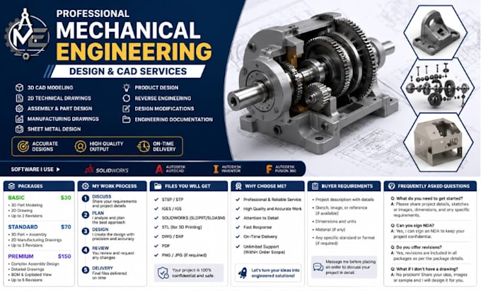 provide professional mechanical engineering design and cad services