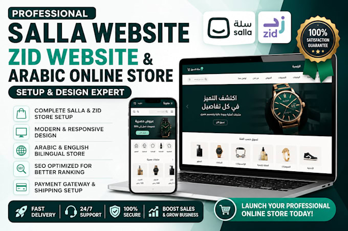 build a professional salla website, arabic website, zid