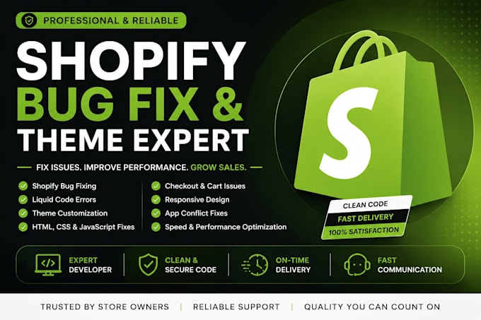 fix shopify bugs, liquid errors, theme and checkout issues