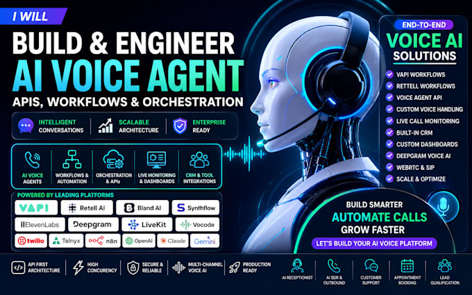 build ai voice agent livekit vapi retell API workflows orchestration integration