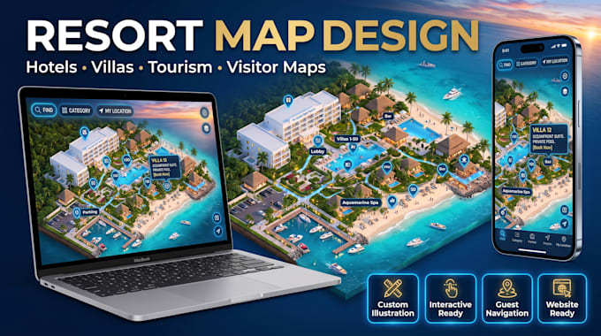 create a custom resort and hotel map for guest an visitor