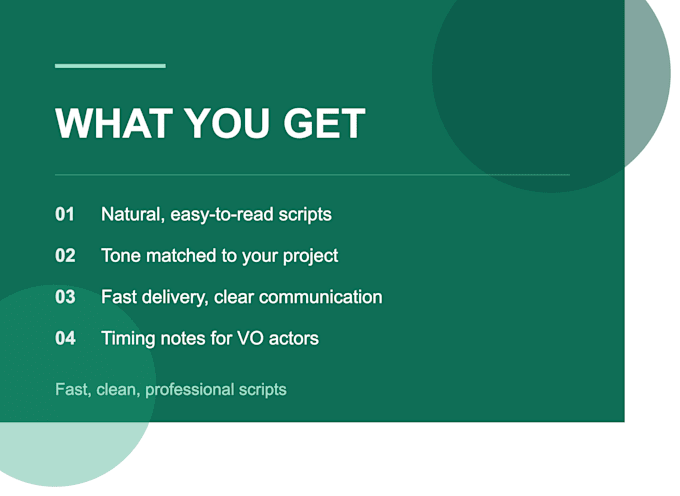 write professional voiceover and narration scripts
