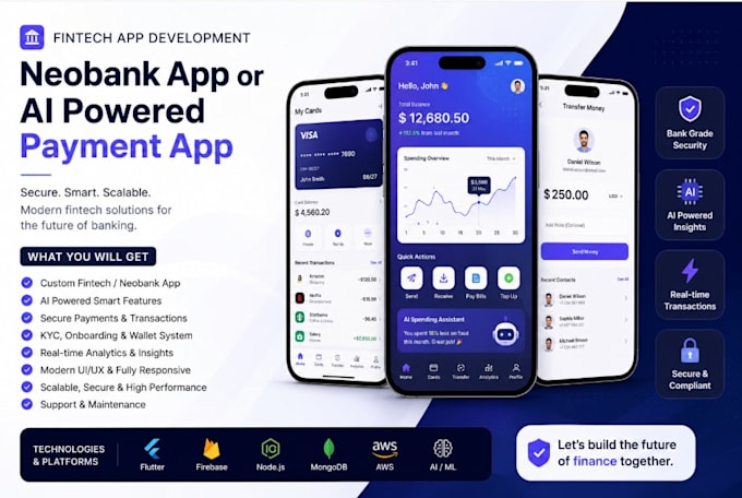 develop a fintech app neobank app or ai powered payment app