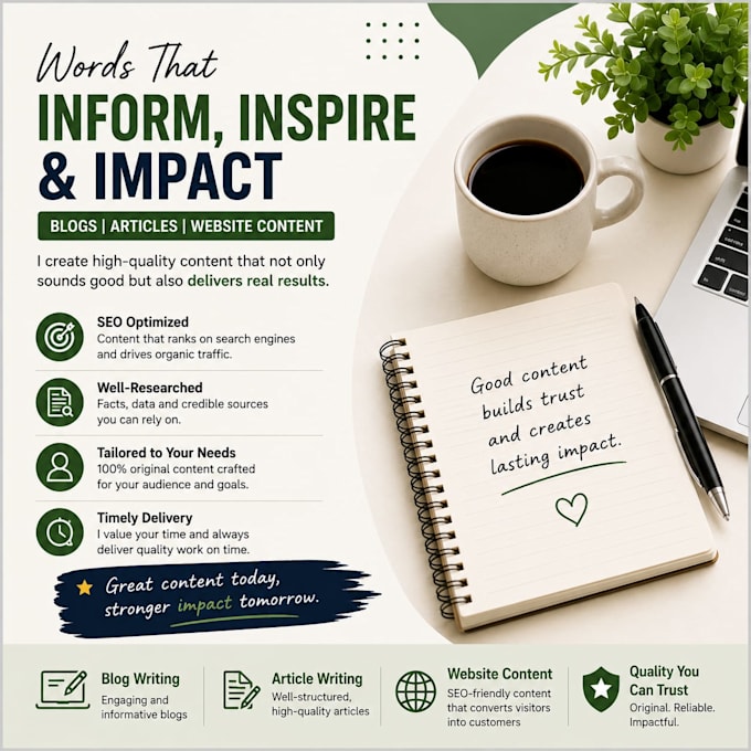 write engaging and informative blogs and articles