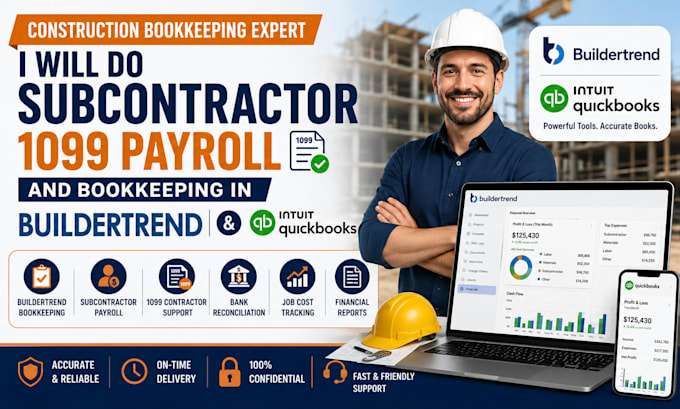 do subcontractor 1099 payroll and bookkeeping in buildertrend and quickbooks