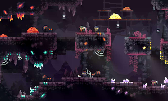 create pixel art platformer tileset 2d game assets and level environment
