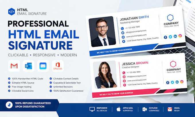 do html web programming, clickable HTML email signature PSD to html apple mail