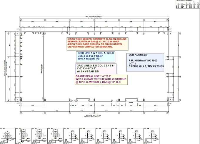 do foundation drafting for metal building and anchor bolt detailing