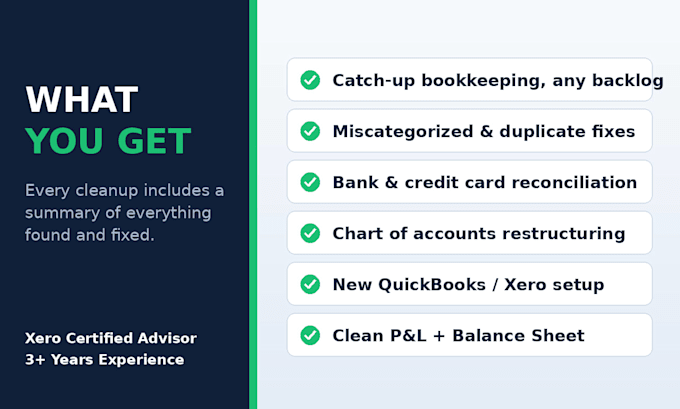 quickbooks cleanup, catch up bookkeeping and reconciliation