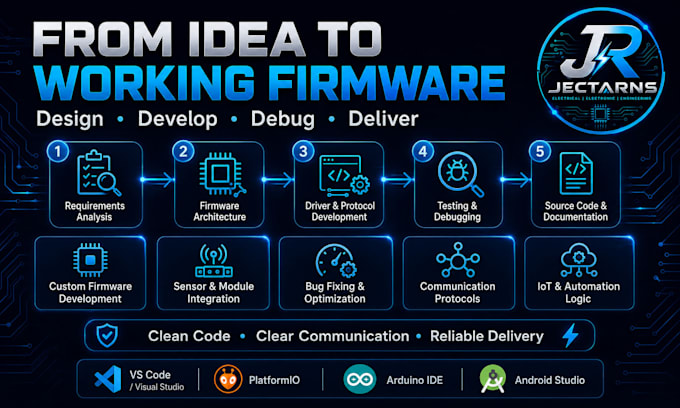 develop debug and optimize firmware for microcontrollers