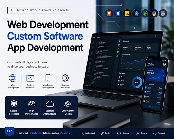 custom web application, software, and mobile app
