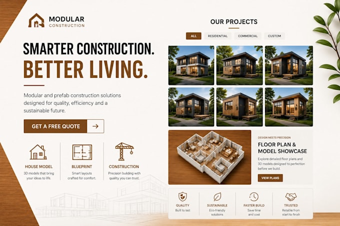 create a modular or prefab construction company website