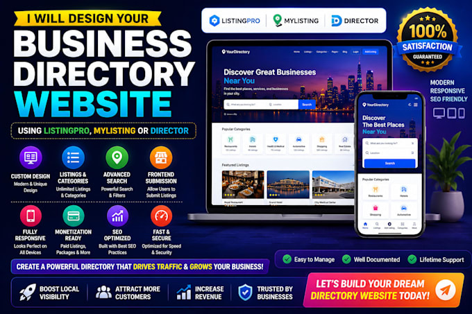 design your business directory website using listingpro or mylisting or director