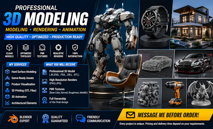 create 3d model of anything in blender, 3d assets, props and objects for you
