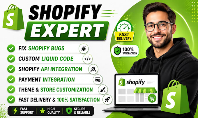 fix shopify bugs custom shopify liquid code, shopify api and payment integration
