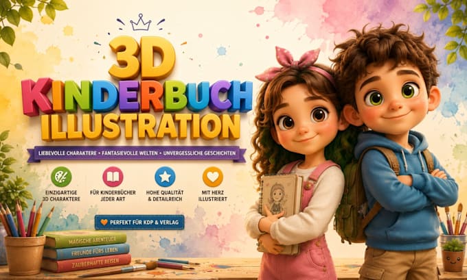 erstellung eines erstklassigen 3d illustrations bilderbuchs für kinder