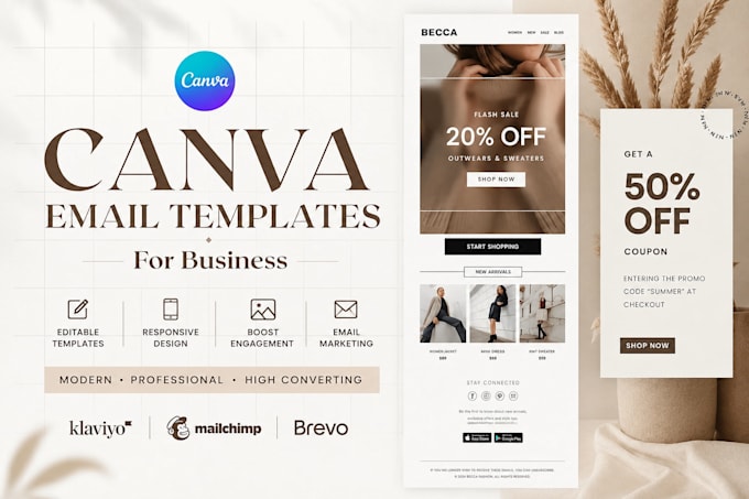 design canva email template for klaviyo mailchimp and brevo