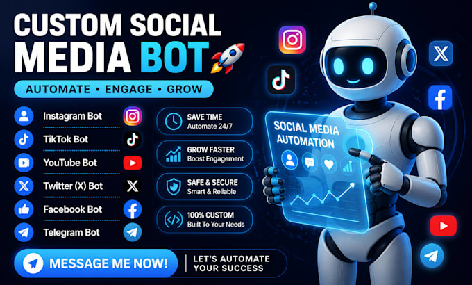 do custom social media bot, youtube bot, instagram bot twitter x bot, tiktok bot