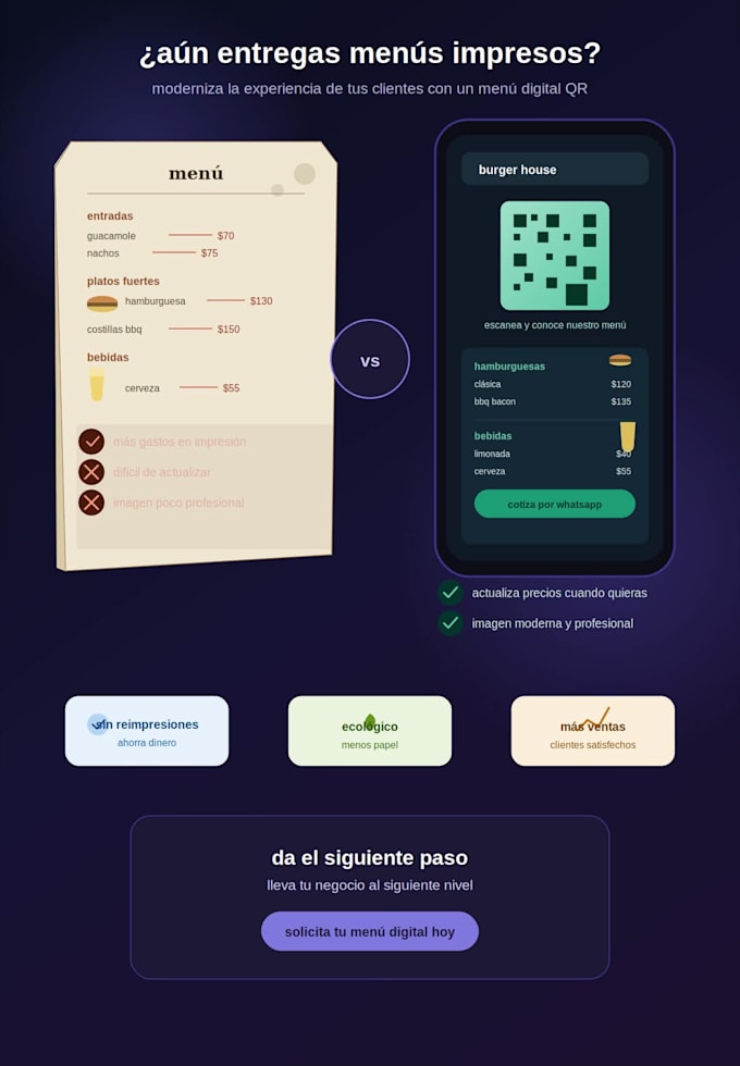 design a digital qr menu for restaurants