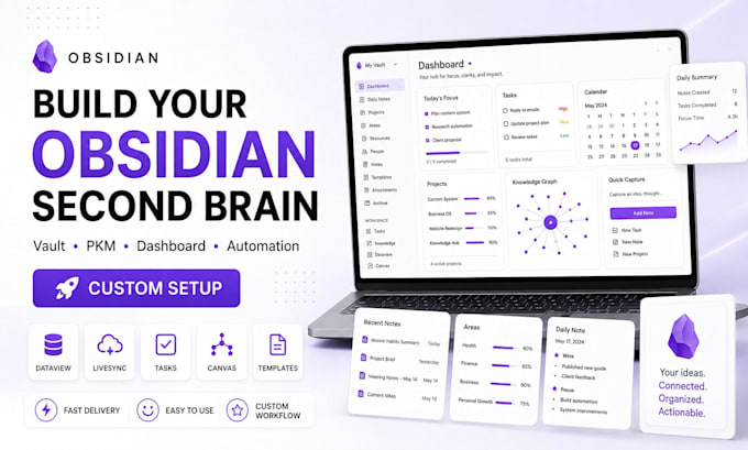 build obsidian vault, second brain, project management and workflow automation
