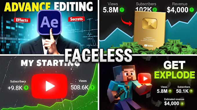 professional thumbnail for gaming and faceless channels