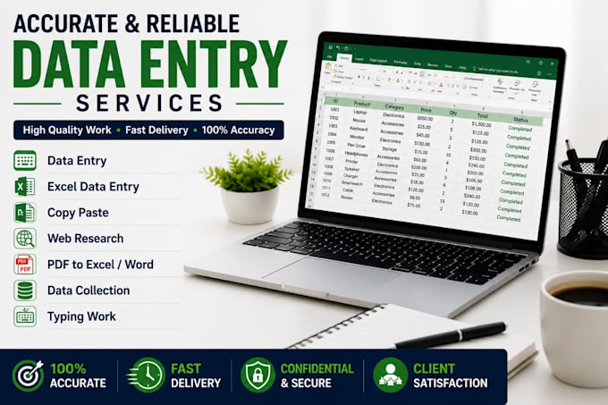 do accurate data entry, excel data entry