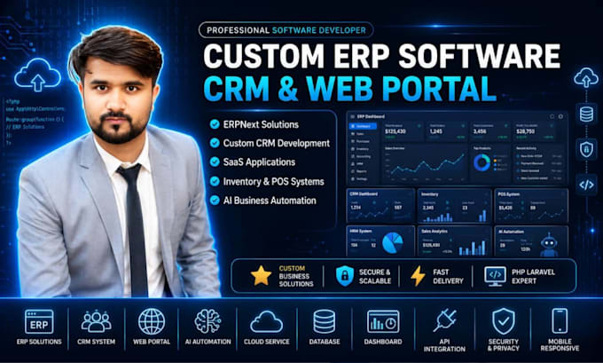 develop erp software, web portal and custom CRM for your business