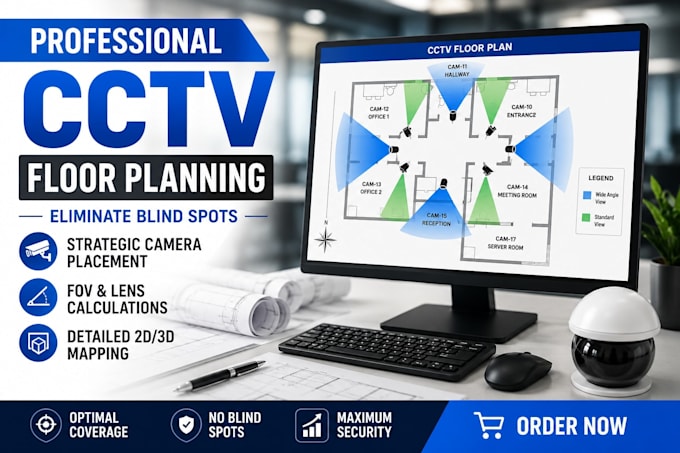 design a professional cctv camera floor plan and layout