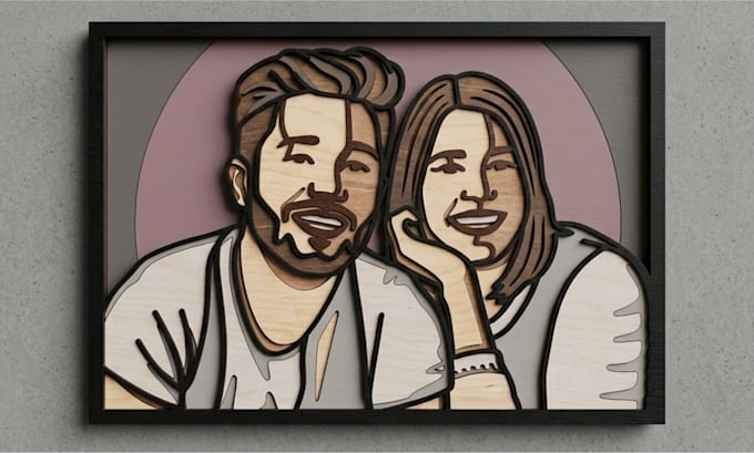 design custom laser cut layered wood portrait 3d vector file