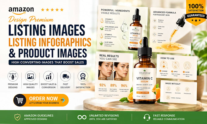 design amazon listing images, listing infographics and product images
