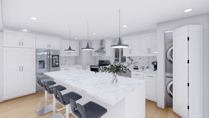 design kitchen interior and 3d rendering