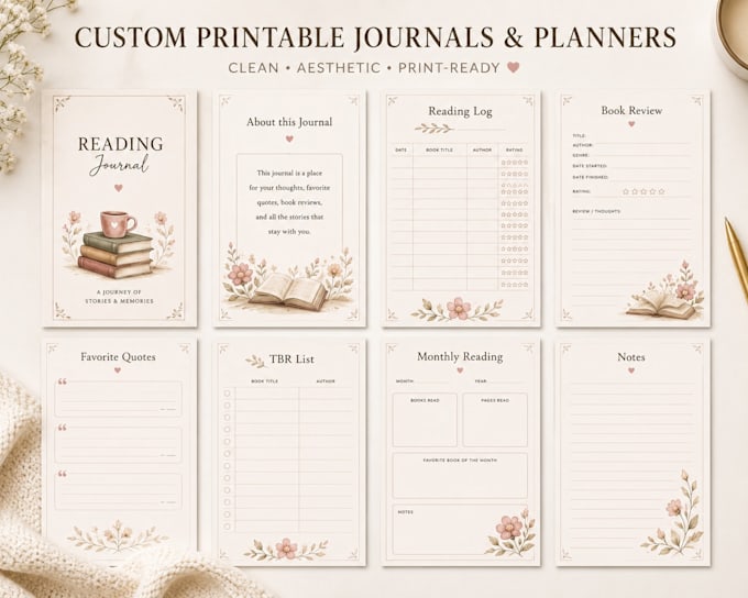 design a beautiful printable journals and planners