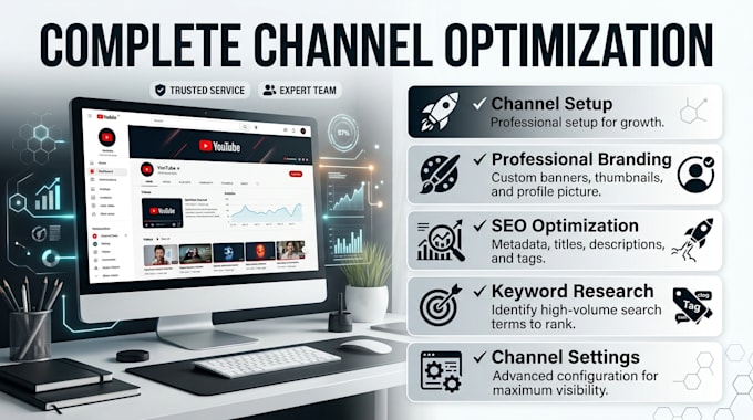 create, brand and SEO optimize your youtube channel professionally