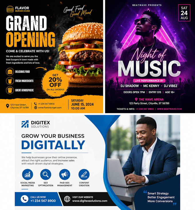 design a professional logo and business flyer