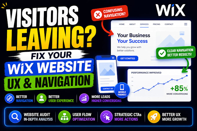 optimize wix website navigation UX and conversion for more customer leads