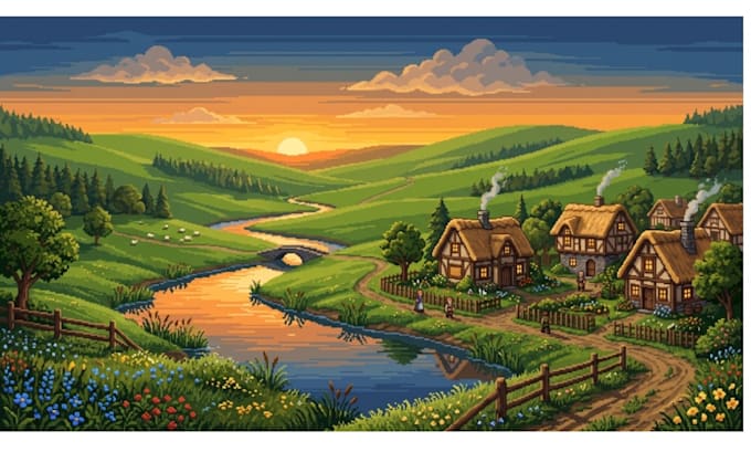 create 16bit retro pixel art game background environment aseprite animation