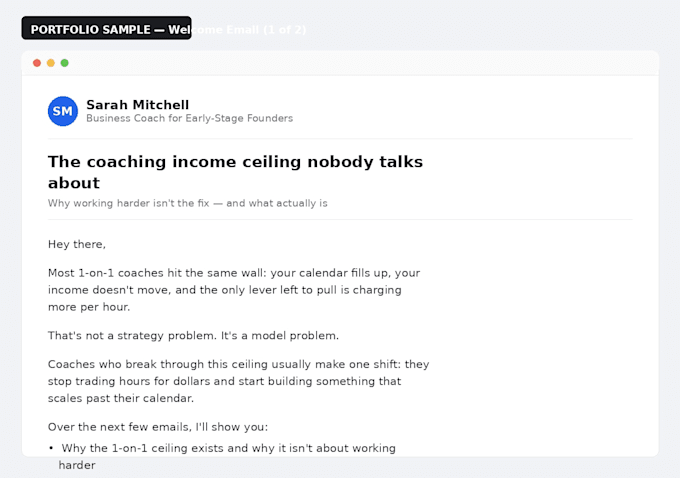 write high converting email copy, sales emails and newsletters