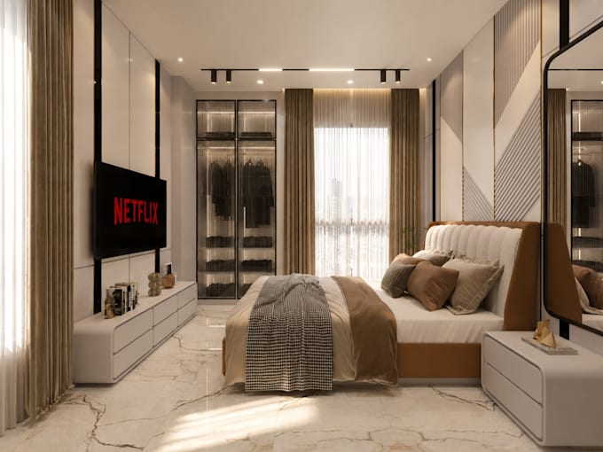 do interior design and 3d rendering for modern bedrooms